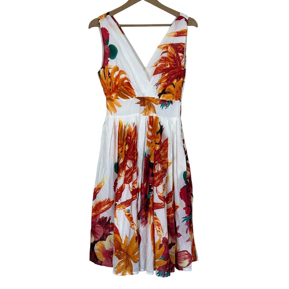 Aryeh White and Orange Floral Dress